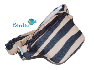 Saszetka, etui na pompę insulinową z Paskiem z Tkaniny– Zebra w Brązie