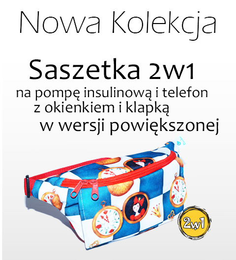 Saszetka, etui na pompę insulinową i telefon z okienkiem i klapką wersja powiekszona