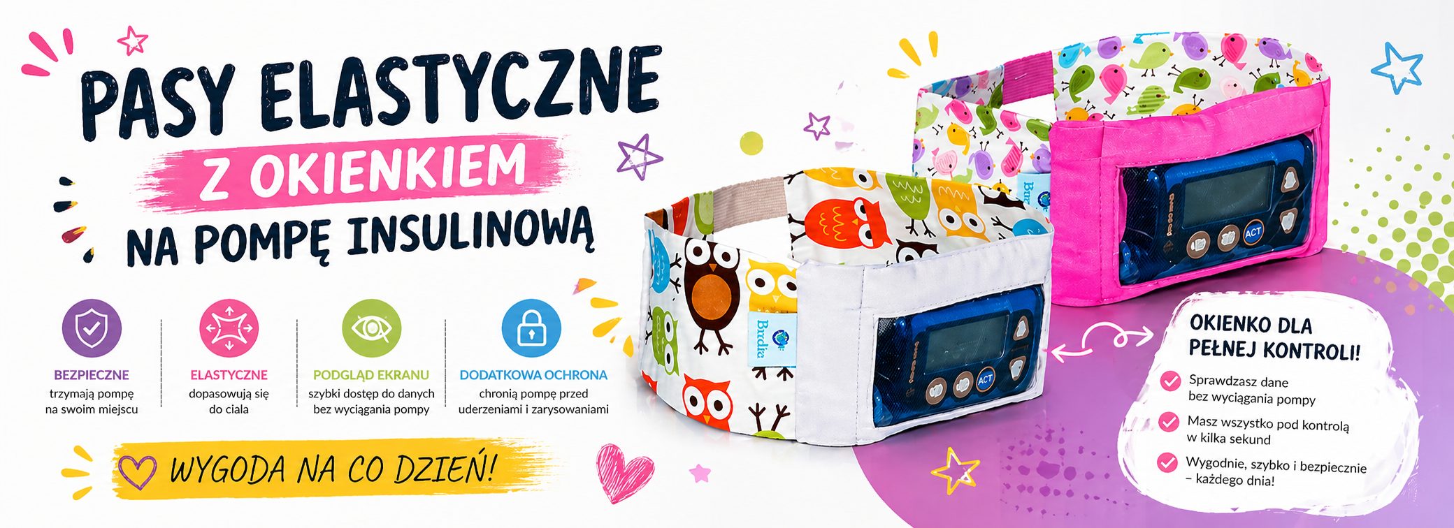 Nowa Kolekcja pasy elastyczne na pompę insulinową z okienkiem